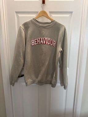 Nique Beige Crewneck Sweatshirt with Red Lettering